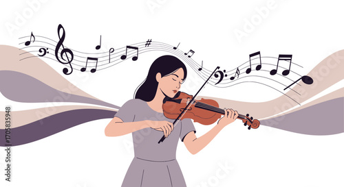 An Artistic Depiction of A Musician Skillfully Playing Classical Music On A Violin
