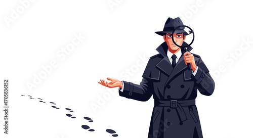 An Investigator Inspecting Clues: Pursuit Of Truth Hidden In The Shadows And Footprints