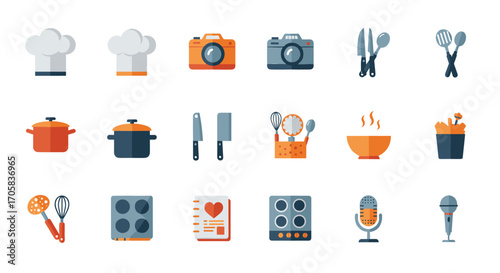 Modern kitchen tool icons collection for culinary enthusiasts