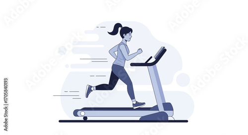Active Female Exercising On Treadmill Depicting Fitness Routine And Health Consciousness