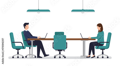 Business meeting with professionals at modern office desk