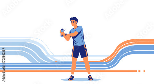 Athlete Holding Water Bottle, Resting After His Physical Fitness Activity