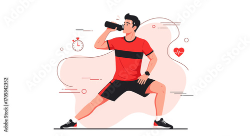 Athlete Hydrates Post Workout During Exercise Routine with Energy Boosting Refreshment