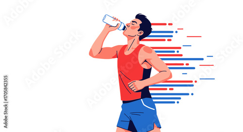 Athlete Hydrating After Intense Exercise: A Digital Illustration of Fitness And Wellness
