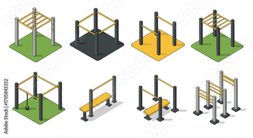 Isometric outdoor fitness equipment for calisthenics and gymnastics training