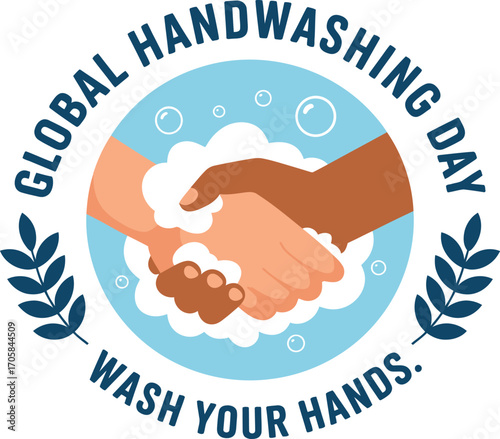 Hands washing with soap and water, promoting global hygiene and health awareness.