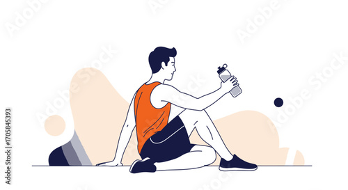 Athlete Taking a Break, Relaxing and Hydrating After Intense Training Session