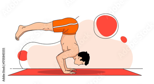 Athletic Individual Performing Inverted Handstand Yoga, Showing Strength And Balance Ability
