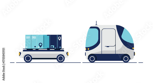Futuristic delivery and transport technologies in minimalist design