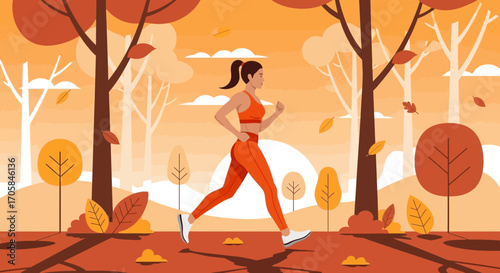 Autumn Trail Run: A Runner Enjoying The Seasonal Transition And Beauty Beyond