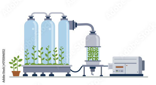 Modern hydroponic system with vertical plant growth and advanced technology