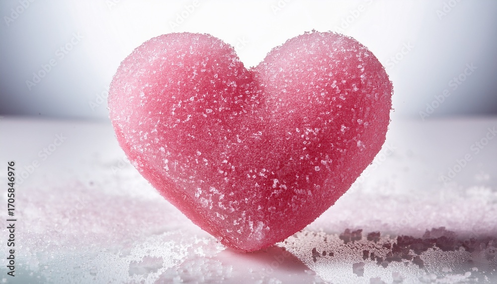 Obraz premium pink candy heart coated with sugar on a white background