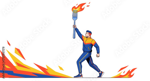 Championing The Flame Of Culinary Triumph: A Humorous Visual Metaphor Of Athletic Endeavor