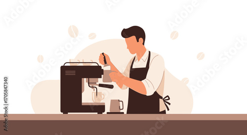 Barista Crafting Coffee: A Visual Depiction of Artistry and Brewing Expertise
