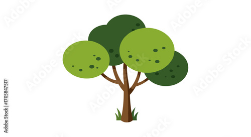 Minimalist green tree design on white background
