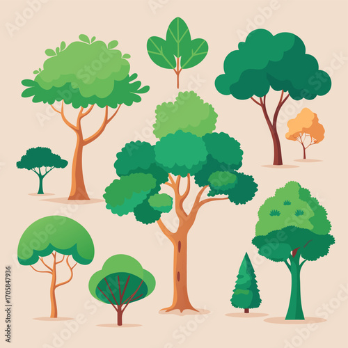 “Big Green Tree Vector Set – Natural Forest Collection”