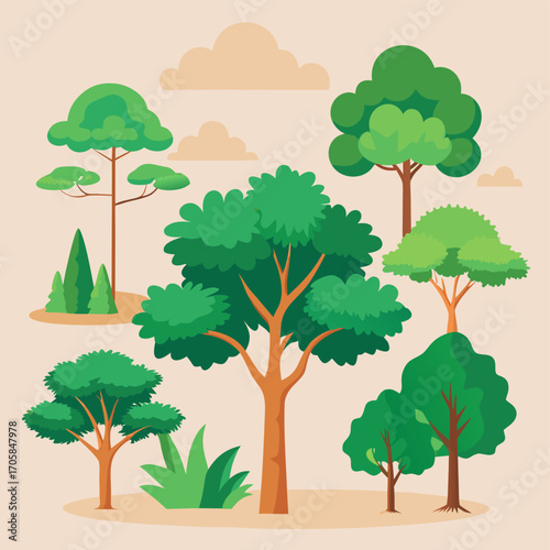 “Big Green Tree Vector Set – Natural Forest Collection”