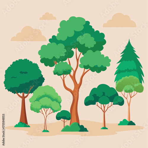 “Big Green Tree Vector Set – Natural Forest Collection”