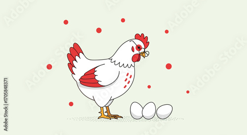 Charming Hen And Eggs Illustration With Stylish Design And Soft Background