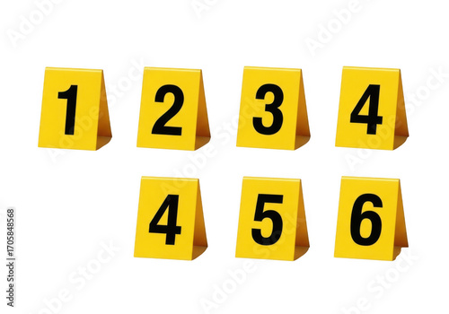 Evidence markers with numbers isolated on transparent background