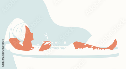 Bathing Bliss: Enjoying A Relaxing Bath and Sipping A Warm Beverage For Serenity