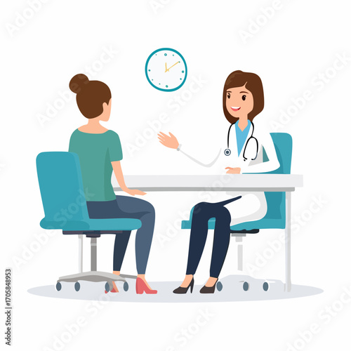 Ein Arzt in weißem Kittel spricht freundlich mit einem Patienten im Sprechzimmer.