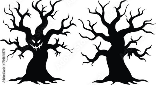 Spooky Tree Vector Silhouette Halloween Design