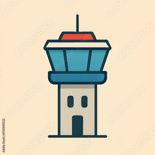 Air traffic control like tower airport navigation illustration