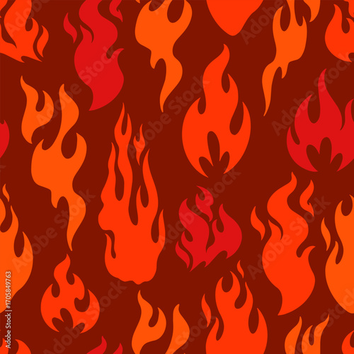 Colorful flames pattern on a brown background
