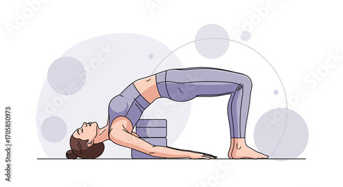 Bridge Pose Practiced By A Person In A Modern Flat Illustration Style
