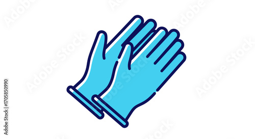 Blue protective rubber gloves icon a simple flat illustration of disposable medical or cleaning handwear.