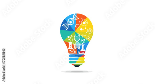 Colorful Science Light Bulb Idea Illustration.