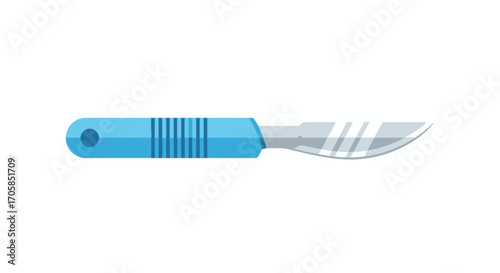 Medical Surgical Scalpel with Blue Handle and Sharp Blade.