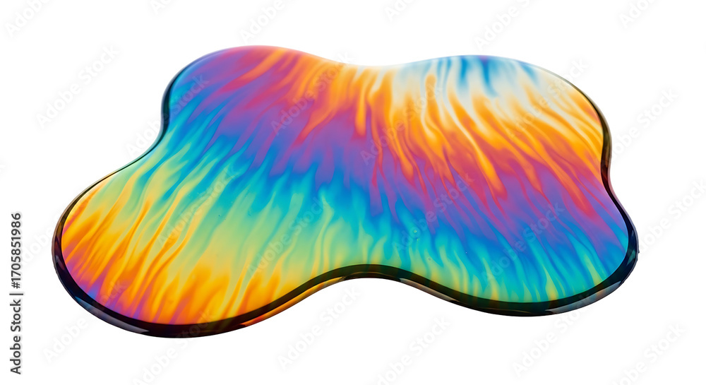 Obraz premium A vibrant, multicolored, abstract shape displays a mesmerizing interplay of hues and patterns on a dark background.