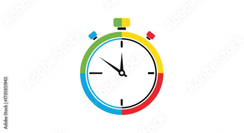 Colorful stopwatch icon with four colored segments for time measurement and tracking.