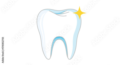 A clean sparkling tooth with a bright yellow starburst.