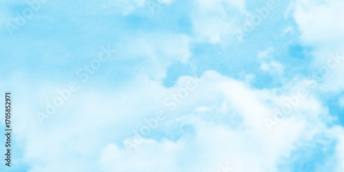 Abstract watercolor blue sky, painterly clouds and gradient, white clouds in a gentle watercolor style image, watercolor painting of a bright blue sky above a landscape of soft.
