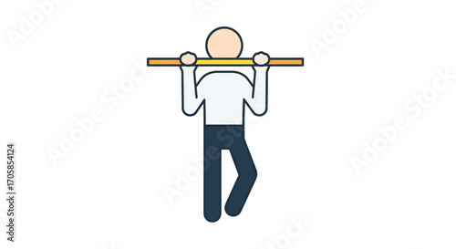 Stylized Figure Performing a Pull-Up Exercise on a Bar.