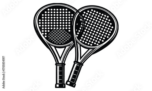 Crossed Tennis Racquets A Black and White Depiction