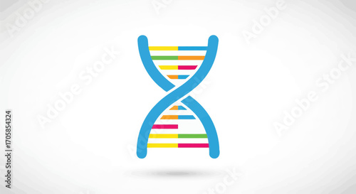Colorful Abstract DNA Double Helix Icon.