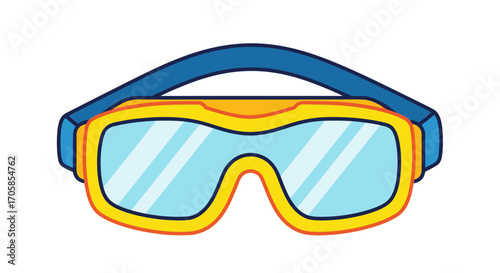 Bright Yellow and Blue Swimming Goggles with Clear Lenses.
