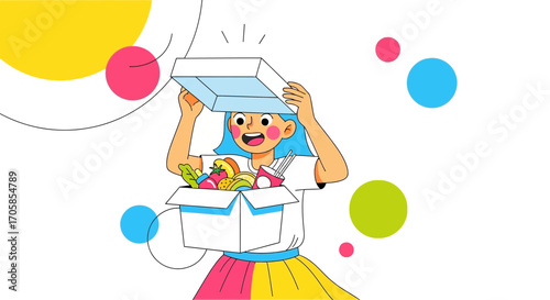 Cheerful Person Reveals Colorful Surprise: A Box Overflowing With Delightful Goodies