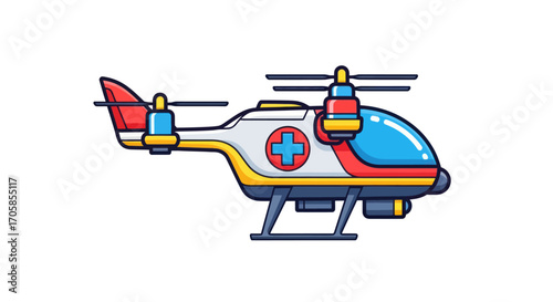 Futuristic Medical Drone Helicopter Illustration.