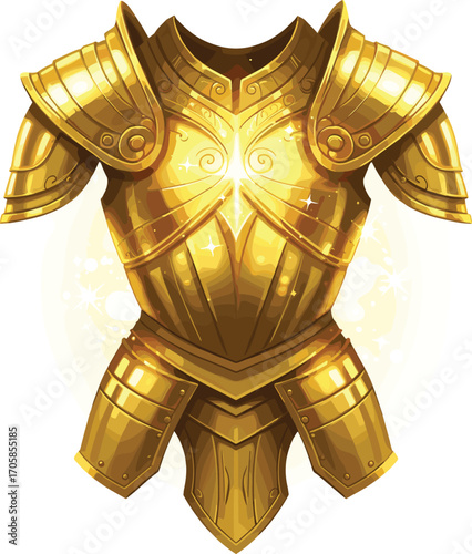 Fantasy Golden Armor with Glowing Aura – Vector Illustration