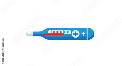 Blue Digital Thermometer with Red Temperature Indicator.