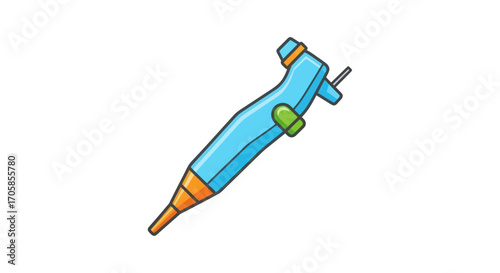Cartoon Blue and Orange Dental Drill Handpiece Illustration.