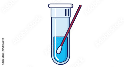 Test Tube with Blue Liquid and Swab for Sample Collection.