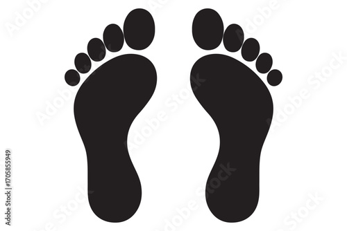 Human footprint and shoe print silhouette vector icon set. Barefoot and boot prints collection. Steps, track, trail concept. Black isolated graphic elements. Walker sole.