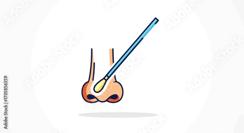 Human Nose with Nasal Swab for Medical Test Illustration.
