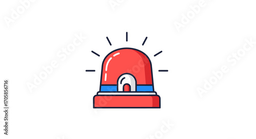 Red Emergency Siren Light Icon for Warning and Alert.